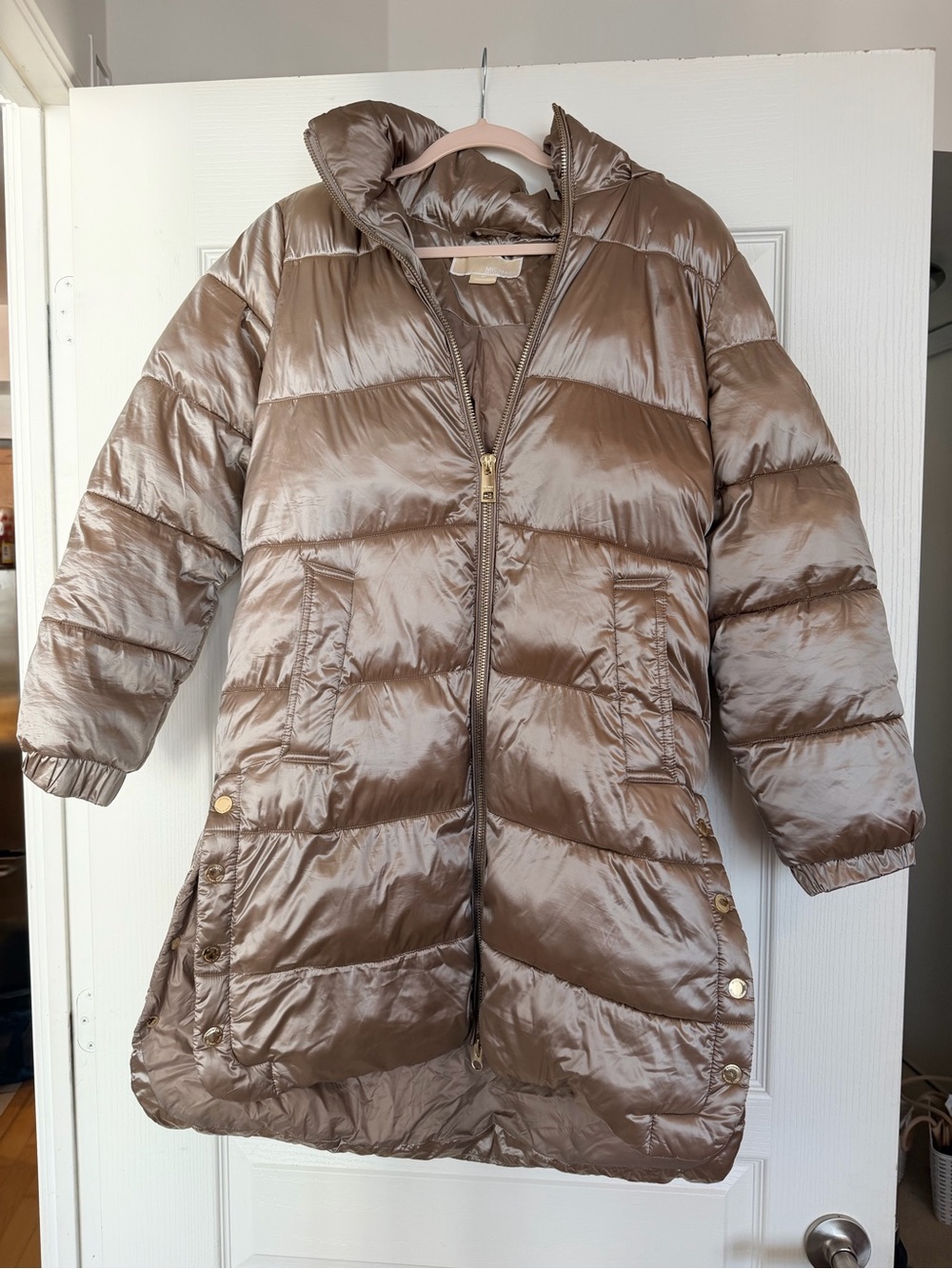 Michael Kors metallic Taupe Puffer Coat